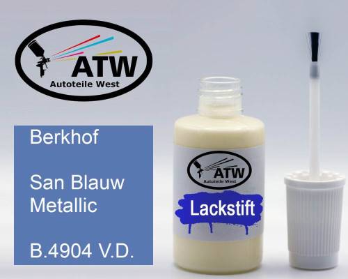 Berkhof, San Blauw Metallic, B.4904 V.D.: 20ml Lackstift, von ATW Autoteile West.